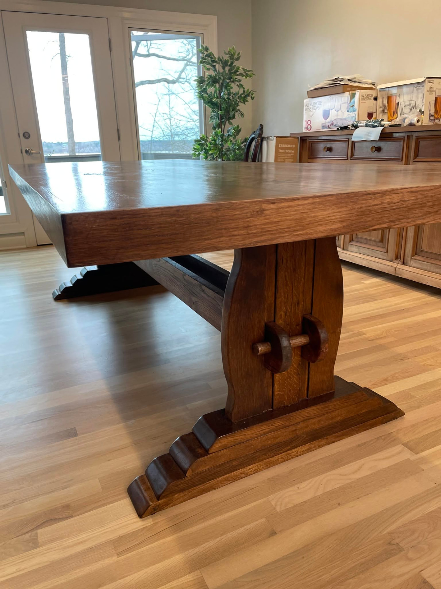 Custom trestle dining table