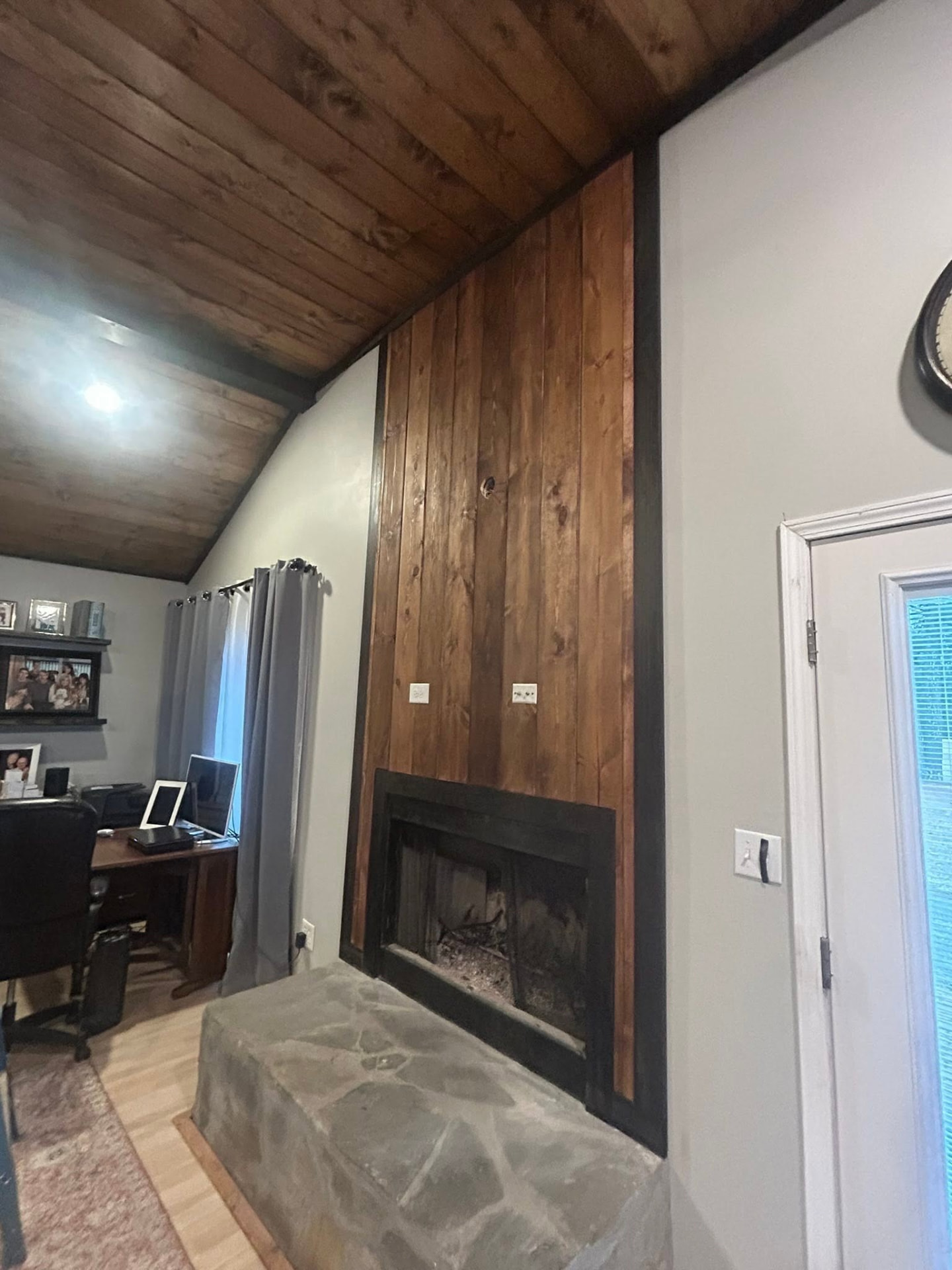 Wood plank accent wall